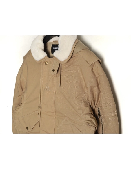 Balenciaga Fur collar padded hooded jacket,Cheap Replica Reps Balenciaga