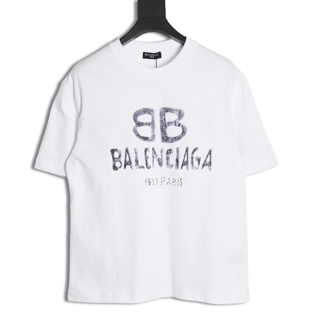 Balenciaga double B logo print short sleeves,Cheap Replica Reps Balenciaga