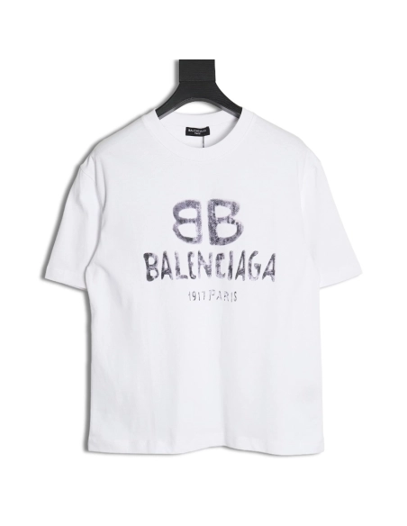 Balenciaga double B logo print short sleeves,Cheap Replica Reps Balenciaga