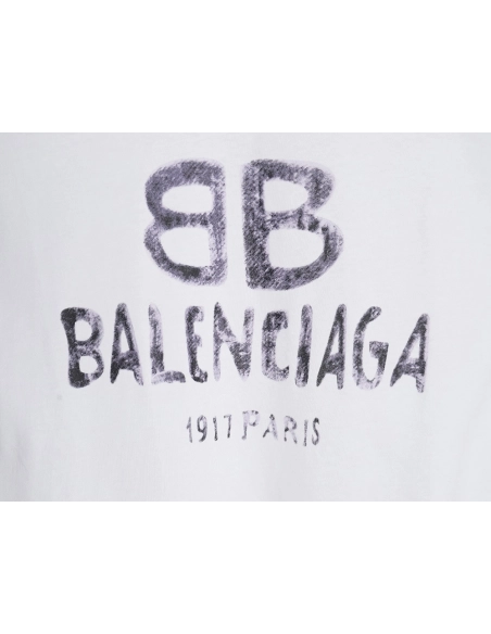 Balenciaga double B logo print short sleeves,Cheap Replica Reps Balenciaga