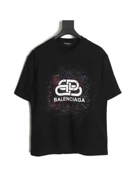 Balenciaga Ink splash lock print short sleeves TSK1,Cheap Replica Reps Balenciaga