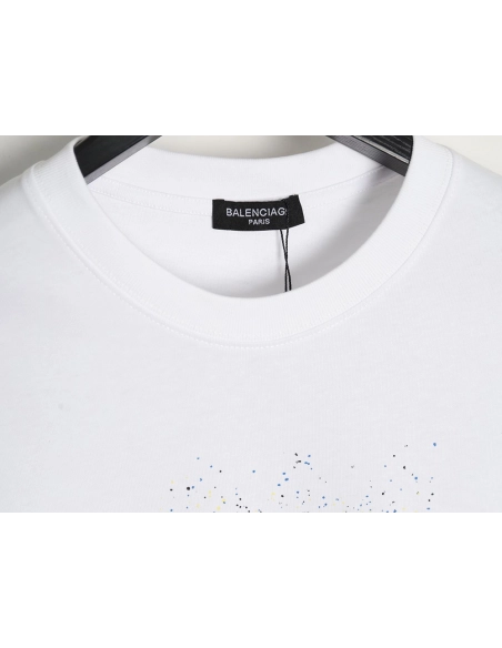 Balenciaga Ink splash lock print short sleeves,Cheap Replica Reps Balenciaga