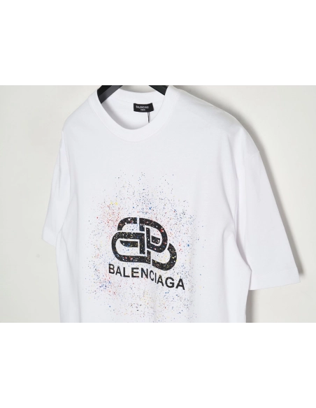 Balenciaga Ink splash lock print short sleeves,Cheap Replica Reps Balenciaga