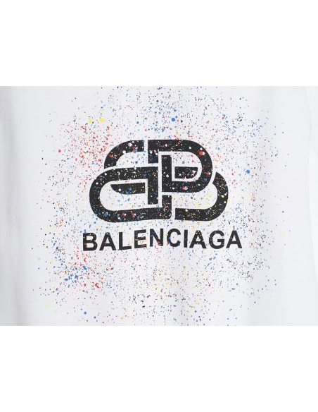 Balenciaga Ink splash lock print short sleeves,Cheap Replica Reps Balenciaga