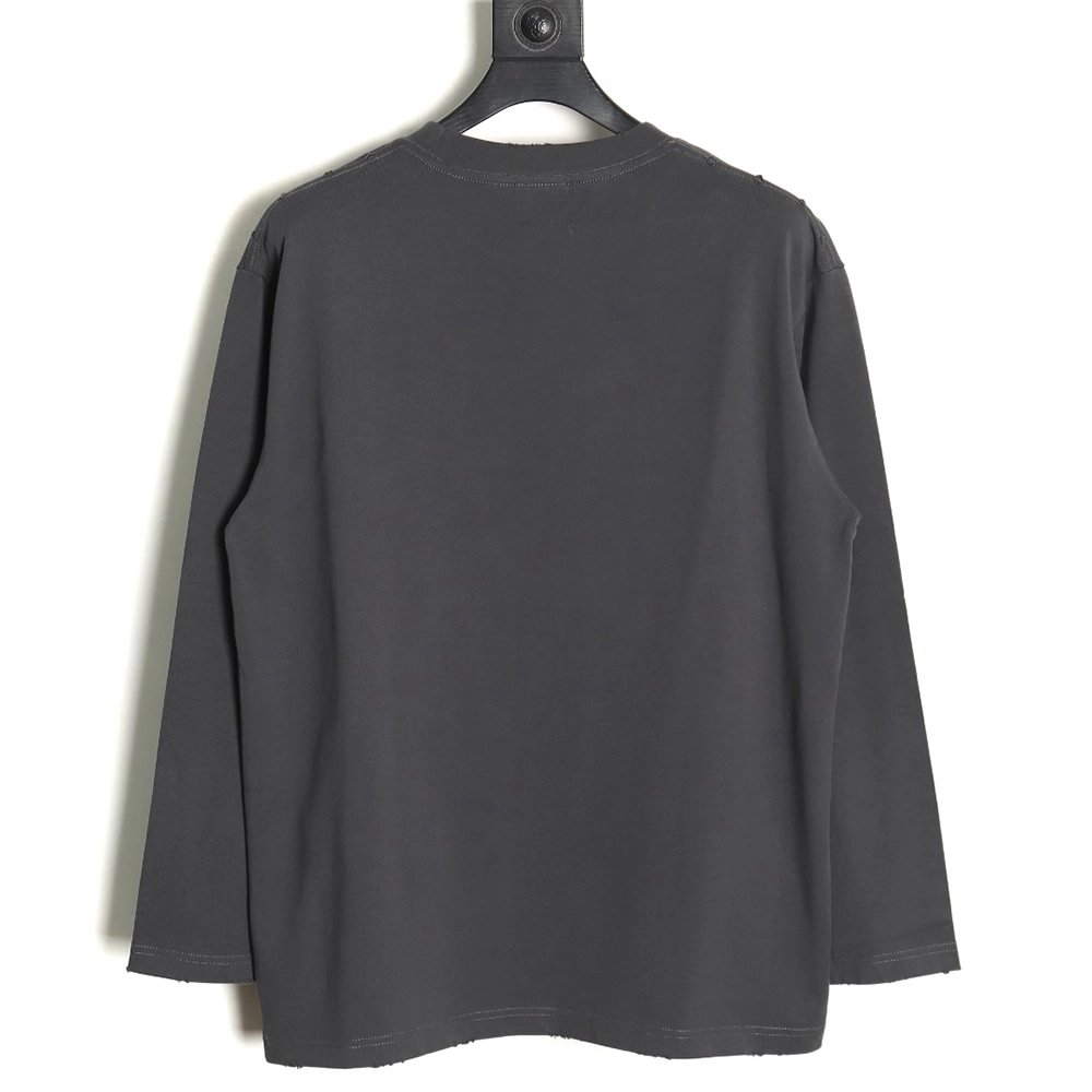 Balenciaga Blurred Coke Print Washed Ripped Long Sleeves TSK2,Cheap Replica Reps Balenciaga