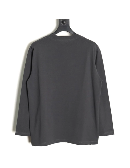 Balenciaga Blurred Coke Print Washed Ripped Long Sleeves TSK2,Cheap Replica Reps Balenciaga
