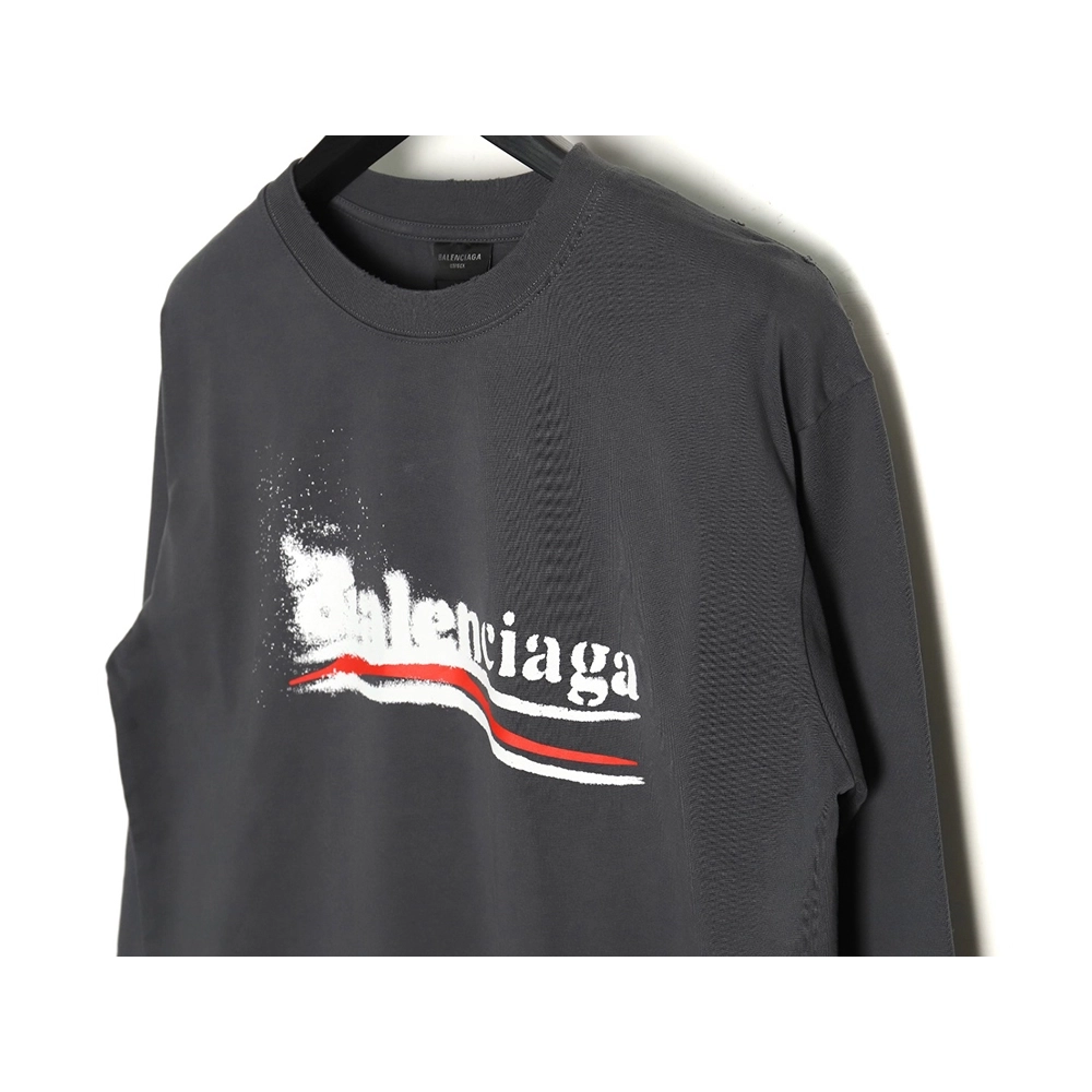 Balenciaga Blurred Coke Print Washed Ripped Long Sleeves TSK2,Cheap Replica Reps Balenciaga