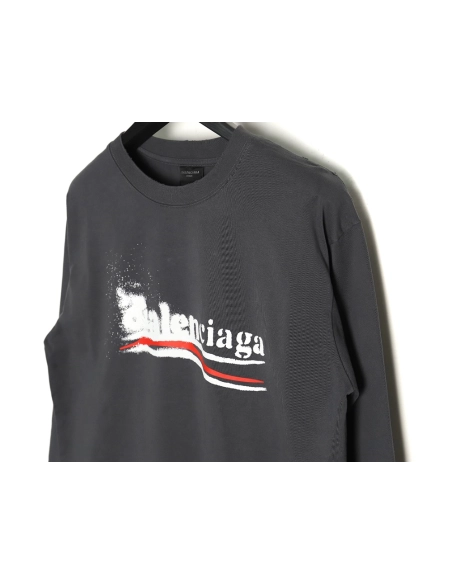 Balenciaga Blurred Coke Print Washed Ripped Long Sleeves TSK2,Cheap Replica Reps Balenciaga