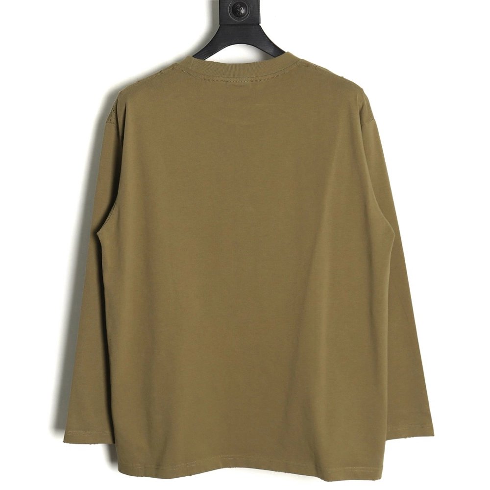 Balenciaga Blurred Coke Print Washed Ripped Long Sleeves TSK1,Cheap Replica Reps Balenciaga