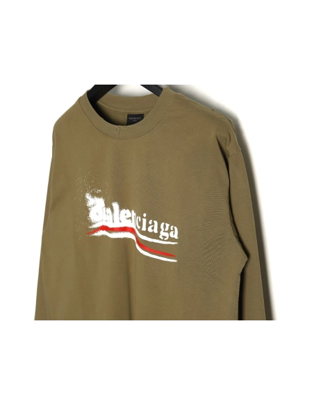 Balenciaga Blurred Coke Print Washed Ripped Long Sleeves TSK1,Cheap Replica Reps Balenciaga