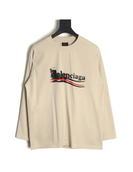 Balenciaga Blurred Coke Print Washed Ripped Long Sleeves,Cheap Replica Reps Balenciaga
