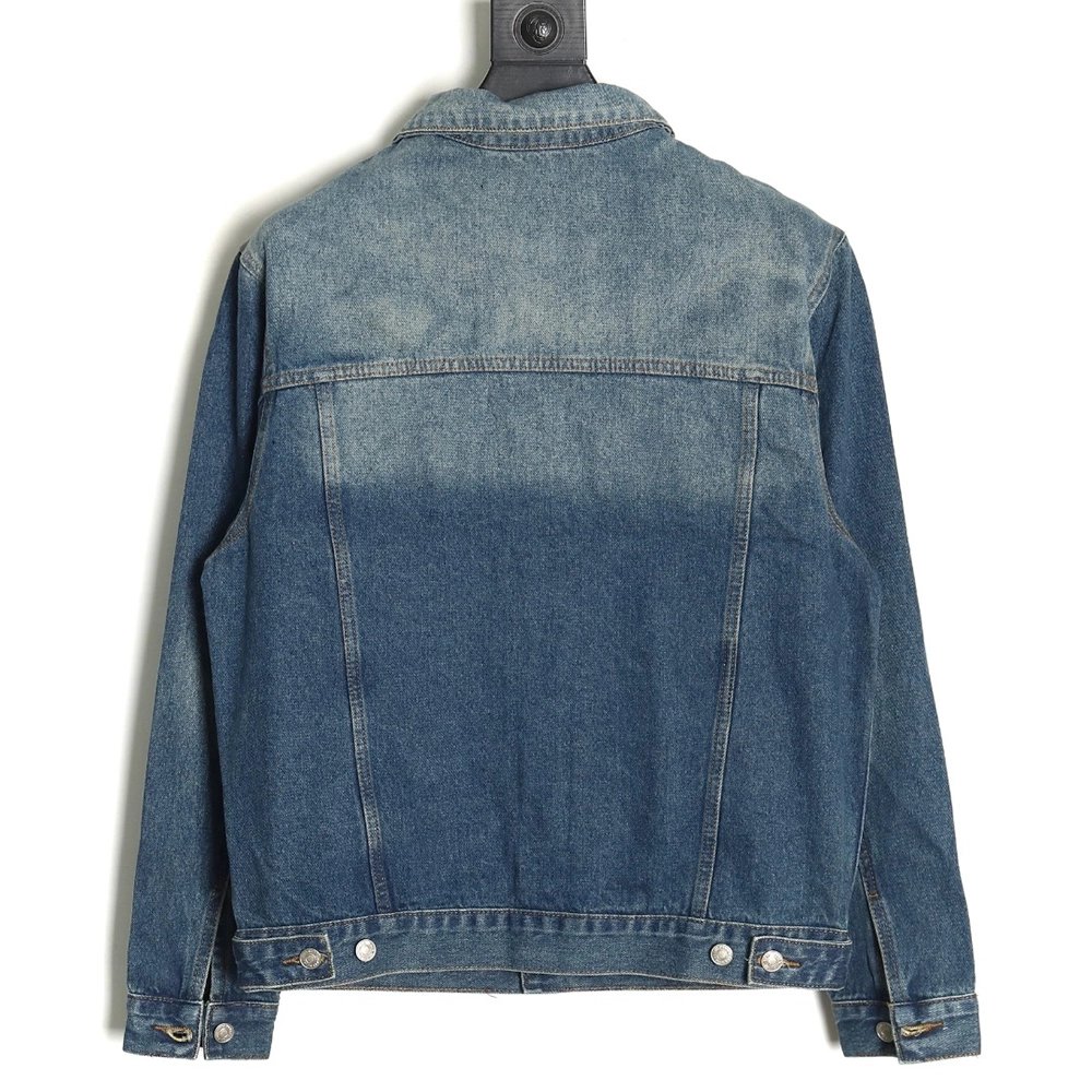 Balenciaga chest embroidered denim jacket SXL,Cheap Replica Reps Balenciaga