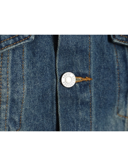 Balenciaga chest embroidered denim jacket SXL,Cheap Replica Reps Balenciaga