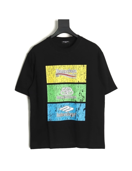 Balenciaga Square 3 Logo Print Short Sleeve TSK1,Cheap Replica Reps Balenciaga