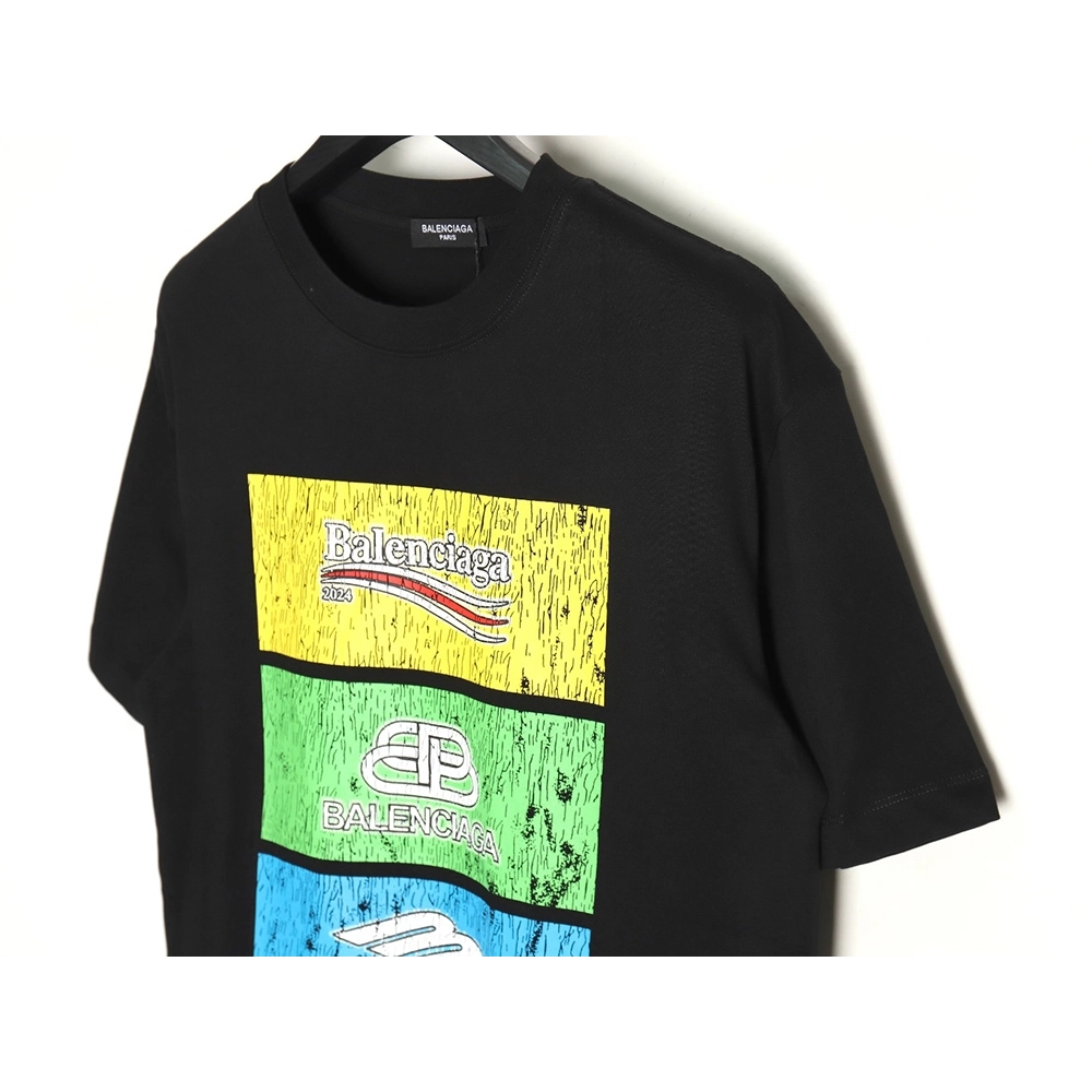 Balenciaga Square 3 Logo Print Short Sleeve TSK1,Cheap Replica Reps Balenciaga