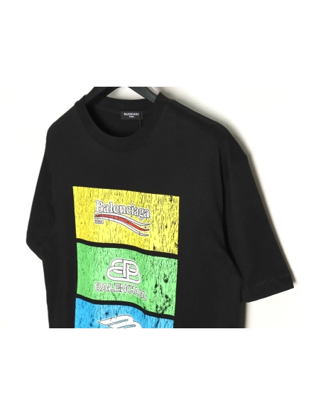 Balenciaga Square 3 Logo Print Short Sleeve TSK1,Cheap Replica Reps Balenciaga
