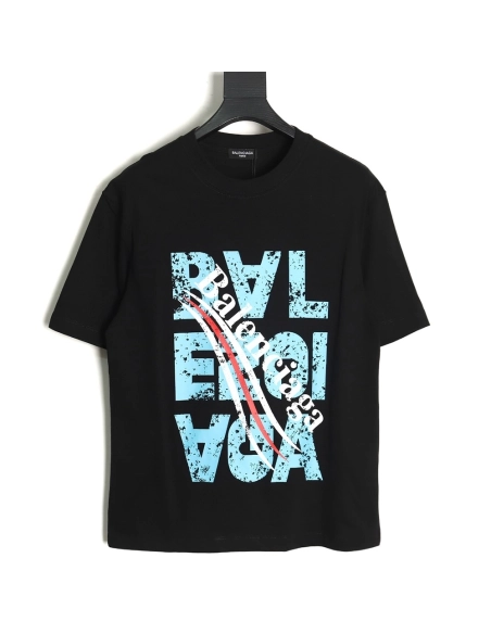 Balenciaga mottled old letter logo short sleeve TSK1,Cheap Replica Reps Balenciaga