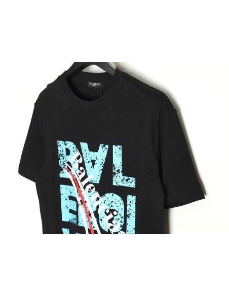 Balenciaga mottled old letter logo short sleeve TSK1,Cheap Replica Reps Balenciaga
