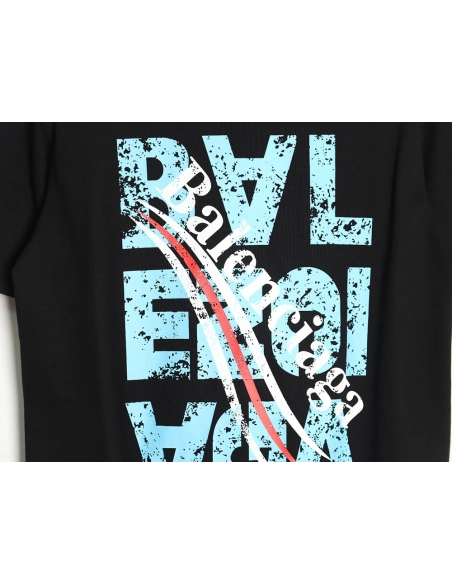 Balenciaga mottled old letter logo short sleeve TSK1,Cheap Replica Reps Balenciaga