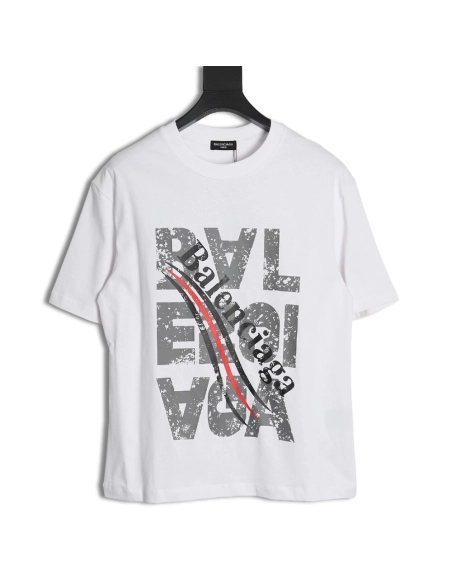 Balenciaga mottled old letter logo short sleeve,Cheap Replica Reps Balenciaga