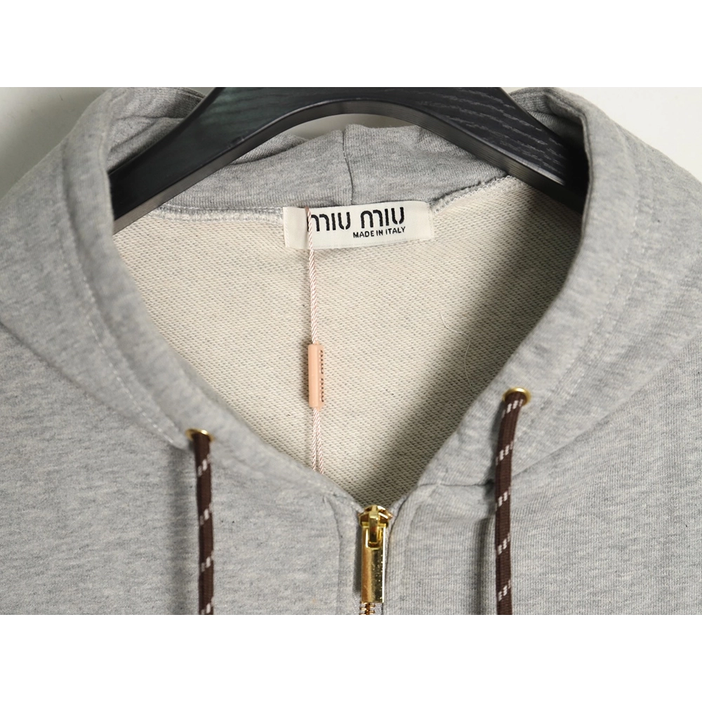 Miu Miu patch embroidered lettering zipup jacket,Cheap Replica Reps Miu Miu