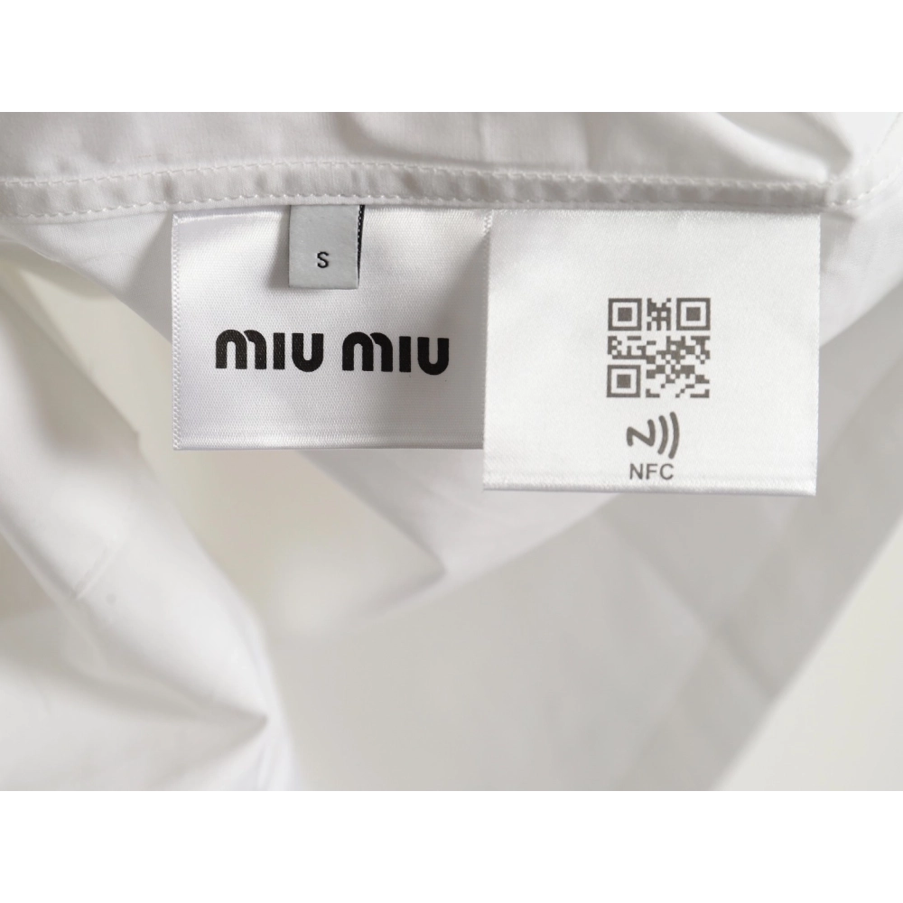 Miu Miu Pocket Lettering Embroidered Poplin Shirt,Cheap Replica Reps Miu Miu