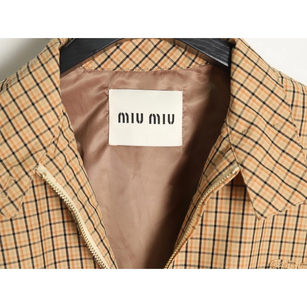 Miu Miu yellow checked jacket,Cheap Replica Reps Miu Miu