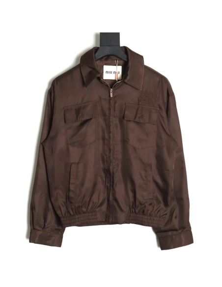 Miu Miu Brown Double Chest Pocket Jacket,Cheap Replica Reps Miu Miu