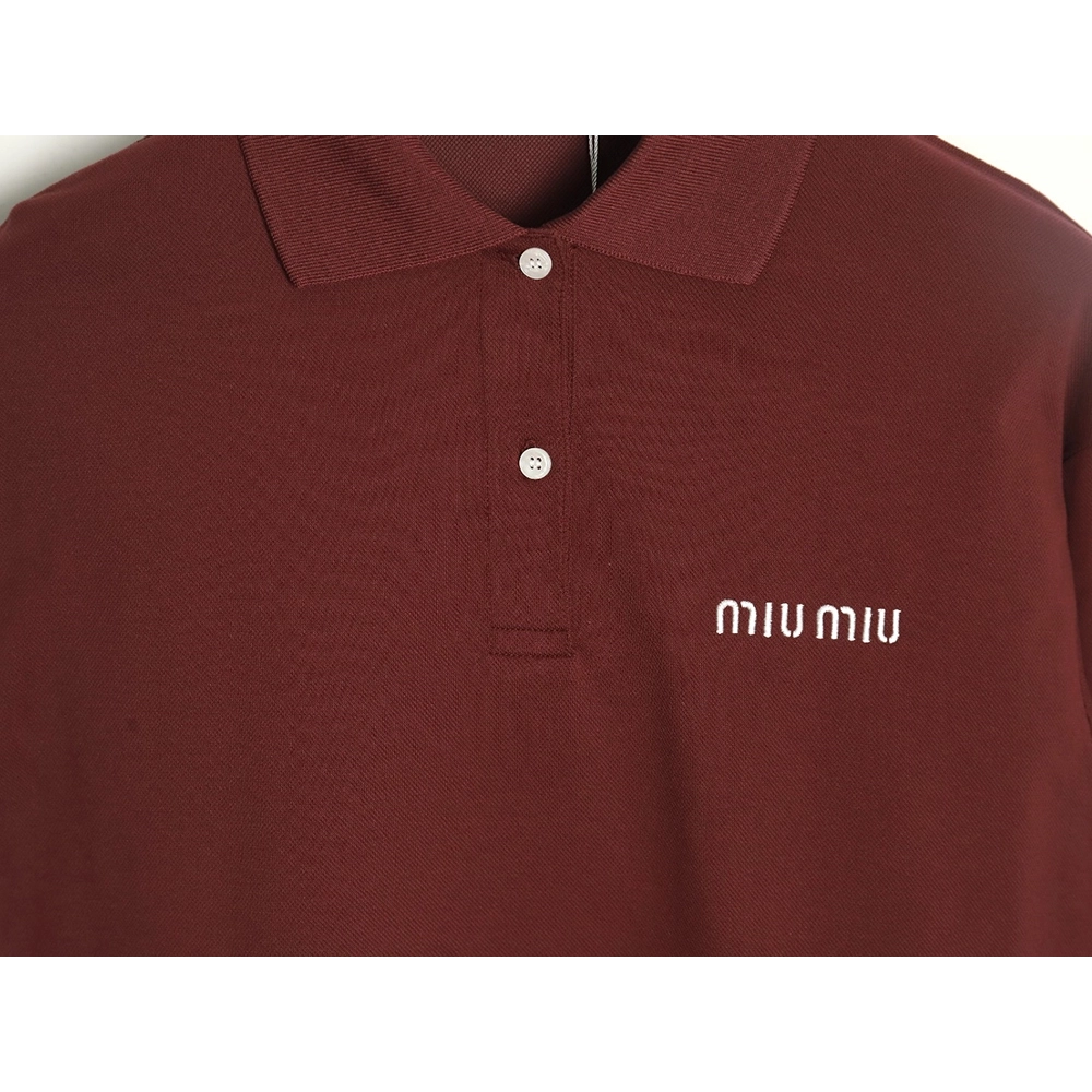 Miu Miu Logo Lapel Polo Shirt,Cheap Replica Reps Miu Miu