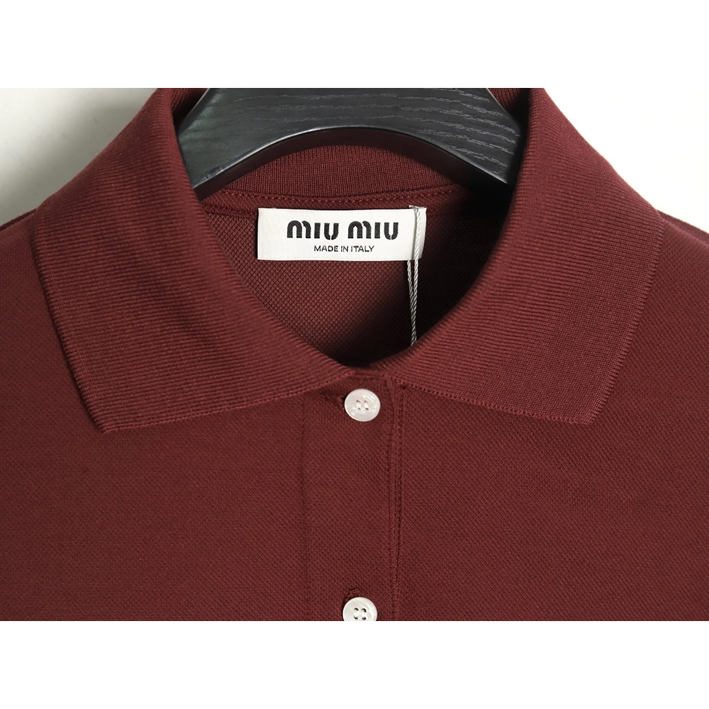 Miu Miu Logo Lapel Polo Shirt,Cheap Replica Reps Miu Miu