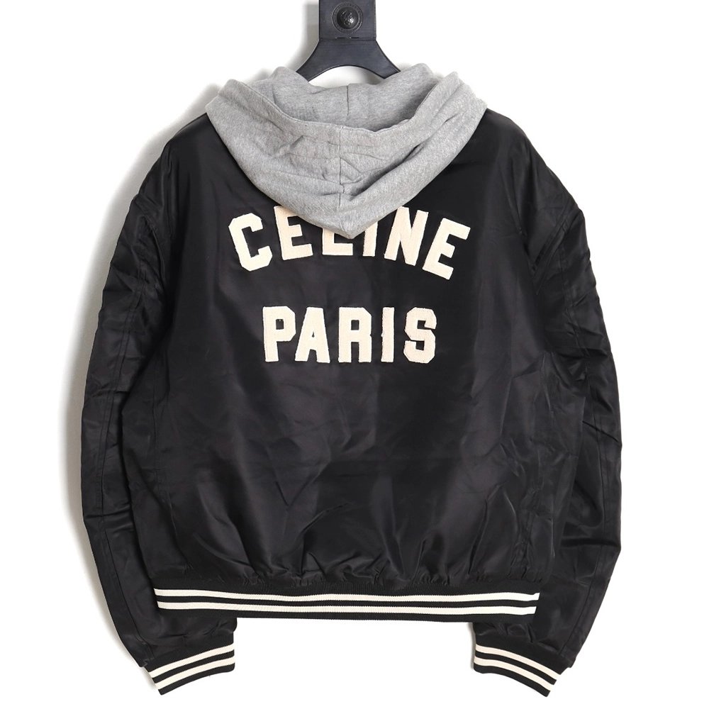 Celine embroidered lettering hooded jacket TSK1,Cheap Replica Reps Celine