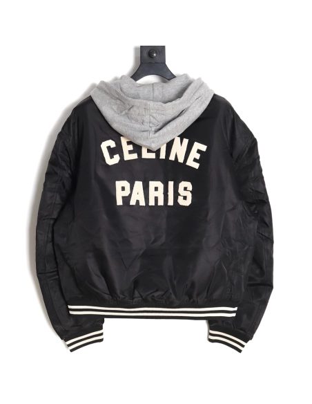 Celine embroidered lettering hooded jacket TSK1,Cheap Replica Reps Celine