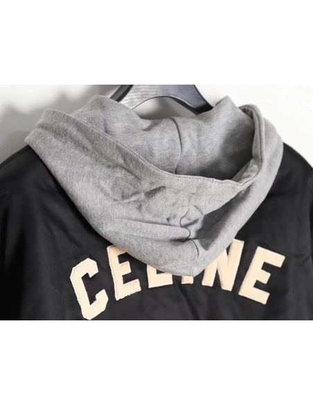 Celine embroidered lettering hooded jacket TSK1,Cheap Replica Reps Celine
