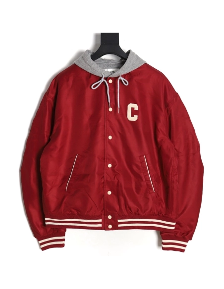 Celine embroidered lettering hooded jacket,Cheap Replica Reps Celine