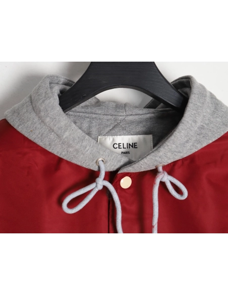 Celine embroidered lettering hooded jacket,Cheap Replica Reps Celine