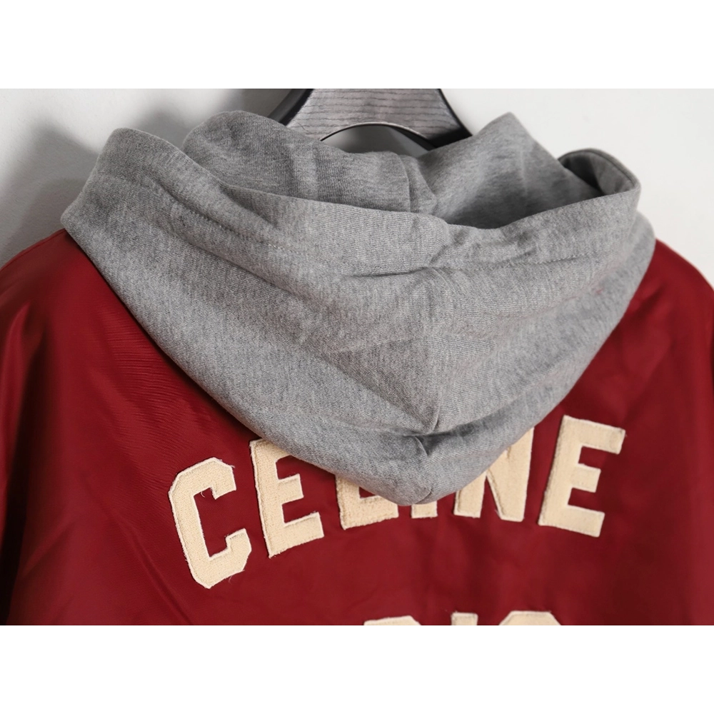 Celine embroidered lettering hooded jacket,Cheap Replica Reps Celine