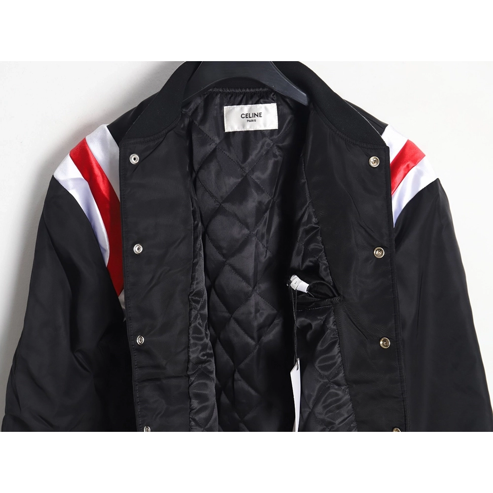 Celine patchwork sleeve bomber jacket baseball jacket coat,Cheap Replica Reps Celine