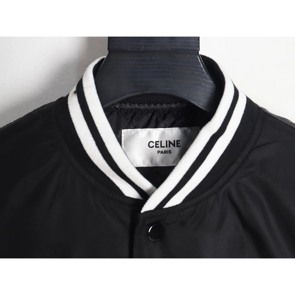 Celine patchwork sleeve bomber jacket baseball jacket coat,Cheap Replica Reps Celine