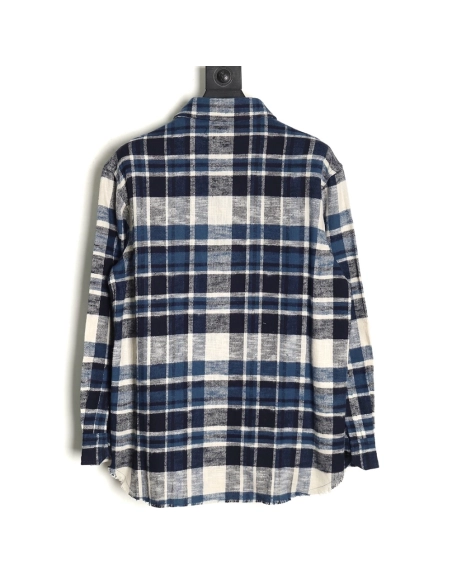 Celine flannel checked shirt with fringed hem,Cheap Replica Reps Celine