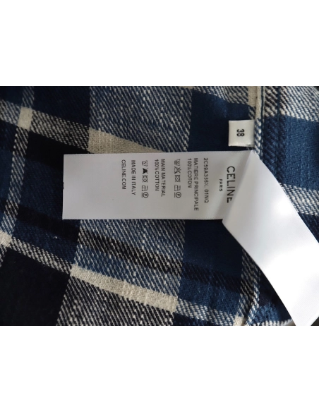 Celine flannel checked shirt with fringed hem,Cheap Replica Reps Celine