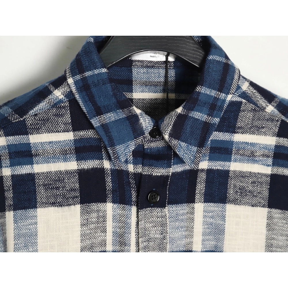 Celine flannel checked shirt with fringed hem,Cheap Replica Reps Celine