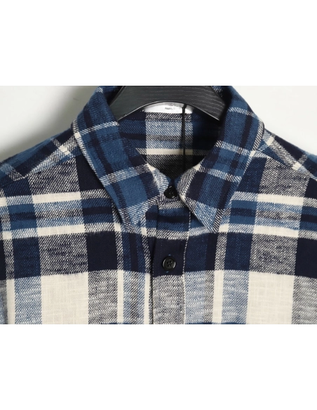 Celine flannel checked shirt with fringed hem,Cheap Replica Reps Celine