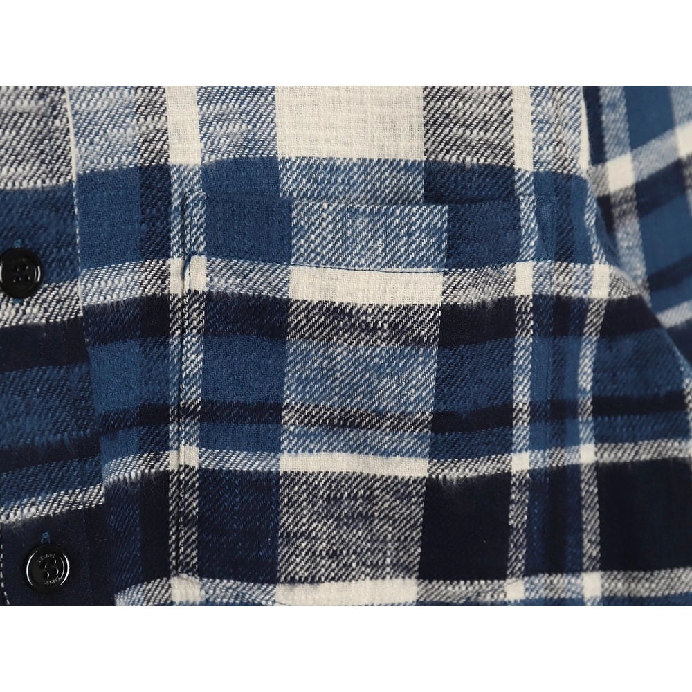Celine flannel checked shirt with fringed hem,Cheap Replica Reps Celine