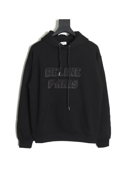 Celine Rivet Diamond Lettering Hoodie,Cheap Replica Reps Celine