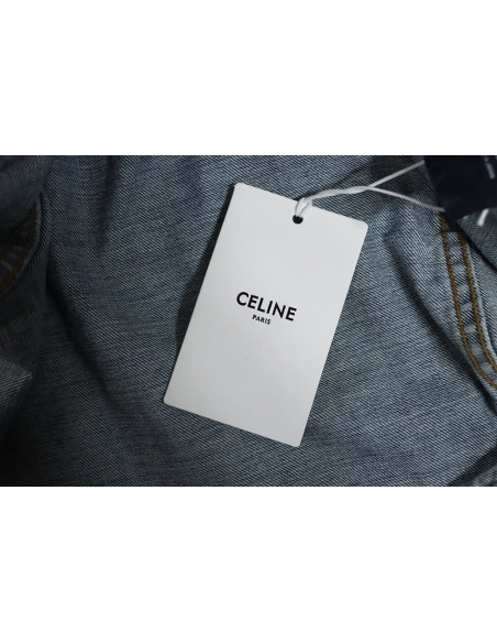 Celine patchwork hooded denim jacket,Cheap Replica Reps Celine