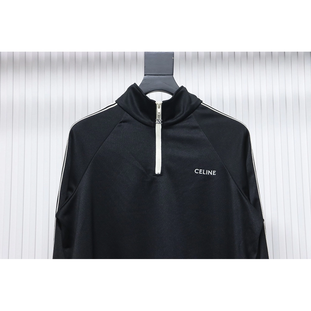 Celine lettering embroidered halfzip sweatshirt,Cheap Replica Reps Celine