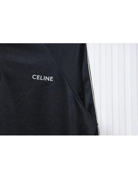 Celine lettering embroidered halfzip sweatshirt,Cheap Replica Reps Celine