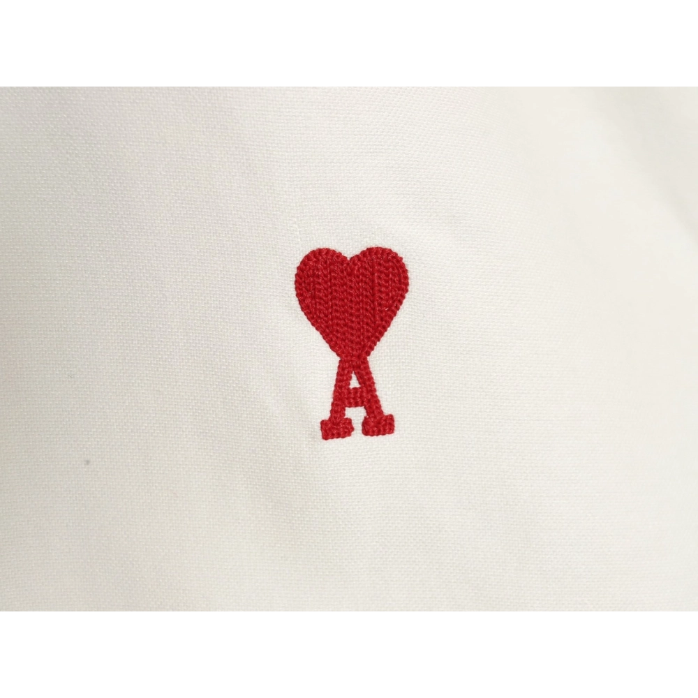 Ami Paris small heart logo embroidered striped shirt,Cheap Replica Reps Ami