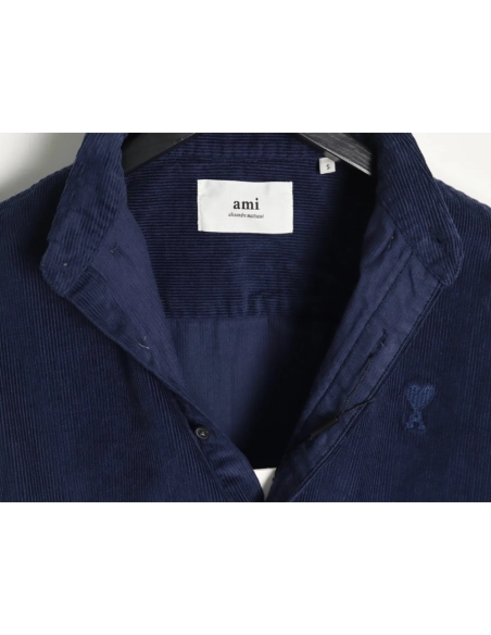 Ami Paris Solid Velvet Lapel Long Sleeve Single Breasted Shirt,Cheap Replica Reps Ami