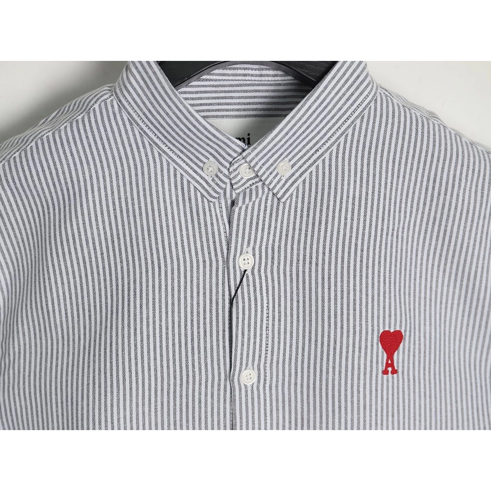 Ami small heart embroidered striped longsleeved shirt TSK2,Cheap Replica Reps Ami